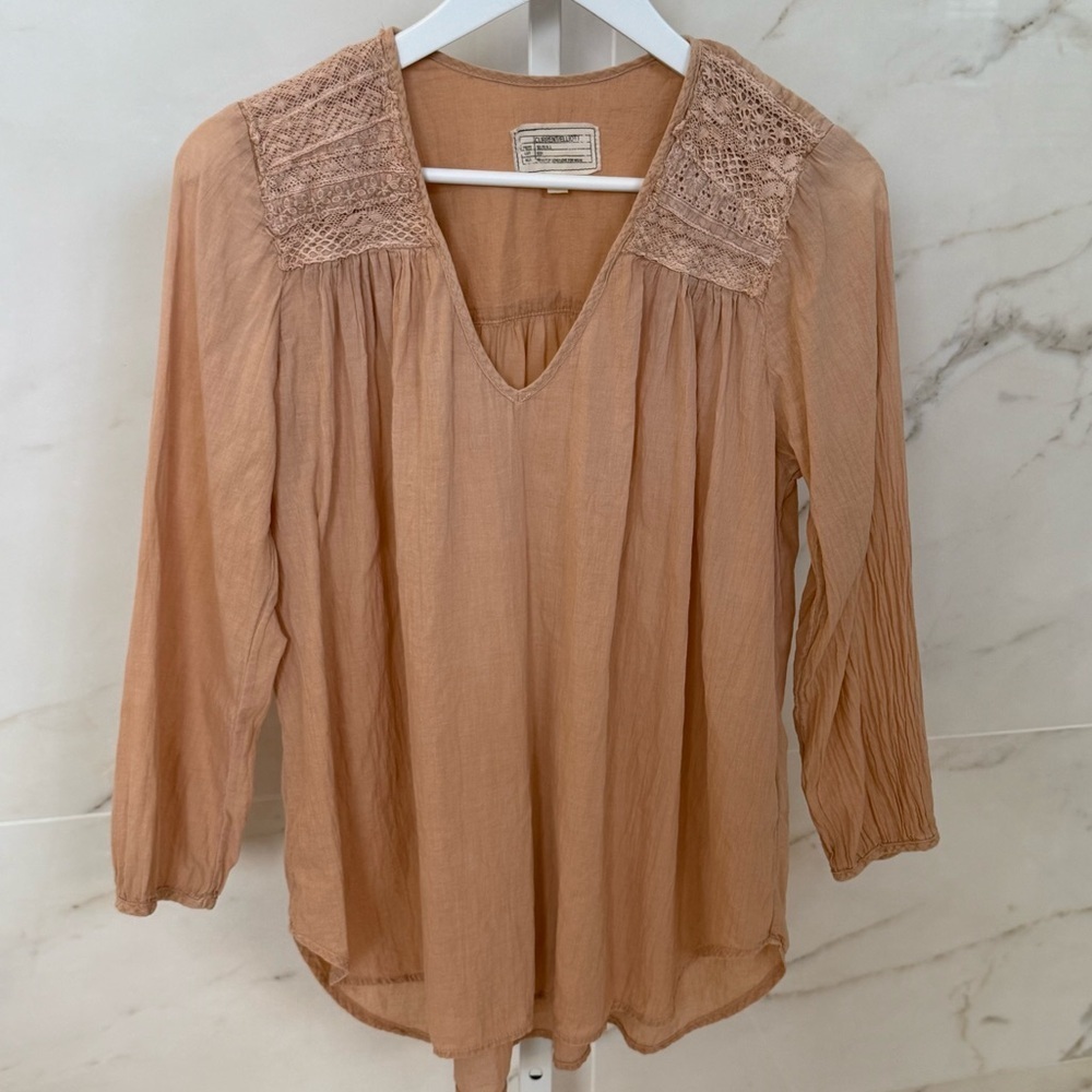 CURRENT ELLIOTT The Picnic Shirt Washed Stardust,  Blouse with Lace Detail